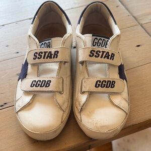 Golden Goose Kids White Sneakers with Navy Star Trim